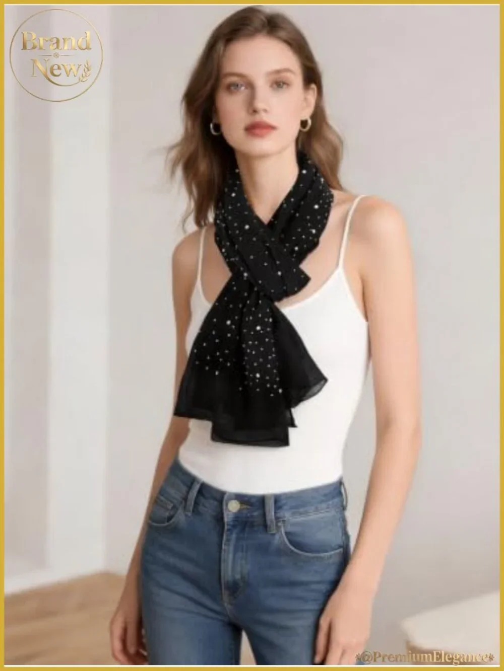 Rhinestone Pearl Sparkly Scarf Lightweight Shawl Wrap Dressy Evening